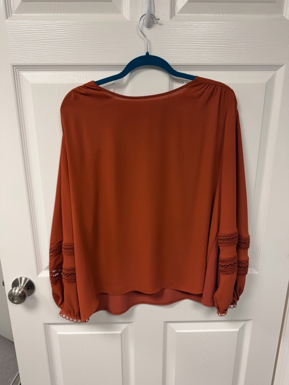Ann Taylor Rust Long-Sleeve Peasant Blouse